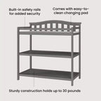 Table à langer pour bébé Child Craft Arch Top, avec matelas résistant à l'eau et sangle de sécurité, kit anti-basculement inclus pour éviter les chutes, finition sécuritaire pour bébé