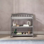 Table à langer pour bébé Child Craft Arch Top, avec matelas résistant à l'eau et sangle de sécurité, kit anti-basculement inclus pour éviter les chutes, finition sécuritaire pour bébé