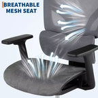 Chaise de bureau ergonomique en maille à dossier haut - accoudoirs réglables 4D, soutien lombaire et appui-tête, siège coulissant, chaise de bureau à roulettes pour ordinateur