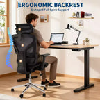Chaise de bureau ergonomique en maille à dossier haut - accoudoirs réglables 4D, soutien lombaire et appui-tête, siège coulissant, chaise de bureau à roulettes pour ordinateur
