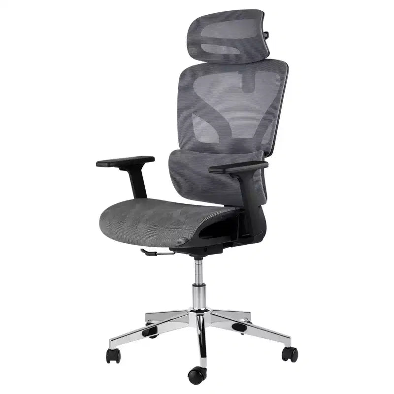 Chaise de bureau ergonomique en maille à dossier haut - accoudoirs réglables 4D, soutien lombaire et appui-tête, siège coulissant, chaise de bureau à roulettes pour ordinateur