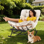 Fauteuil à bascule - Fauteuils à bascule d'extérieur surdimensionnés avec repose-pieds, Fauteuil à bascule œuf Papasan d'intérieur pour chambre à coucher, salon, véranda, jardin, pelouse