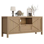 TV Stand for 65 Inch TV, Farmhouse TV Console Table for Living Room, Tall Entertainment Center with Double Barn Doors for Bedroom