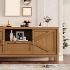 Meuble TV pour téléviseur 65 pouces, console TV de style campagnard pour salon, meuble de divertissement haut avec doubles portes coulissantes pour chambre à coucher