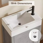 Meuble-lavabo de 16 po avec évier, meuble-lavabo de salle de bain vintage avec portes, meuble de salle de bain autoportant en bois de style rustique avec dessus