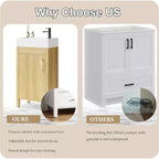 Meuble-lavabo de 16 po avec évier, meuble-lavabo de salle de bain vintage avec portes, meuble de salle de bain autoportant en bois de style rustique avec dessus