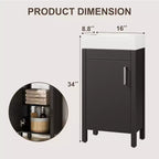 Meuble-lavabo de 16 po avec évier, meuble-lavabo de salle de bain vintage avec portes, meuble de salle de bain autoportant en bois de style rustique avec dessus
