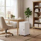 VIYET 25H Caisson de classement mobile à 2 tiroirs verrouillables, armoire roulante en métal sous le bureau avec roues, compatible avec les documents de format légal/lettre/A4 pour le bureau à domicile (blanc)