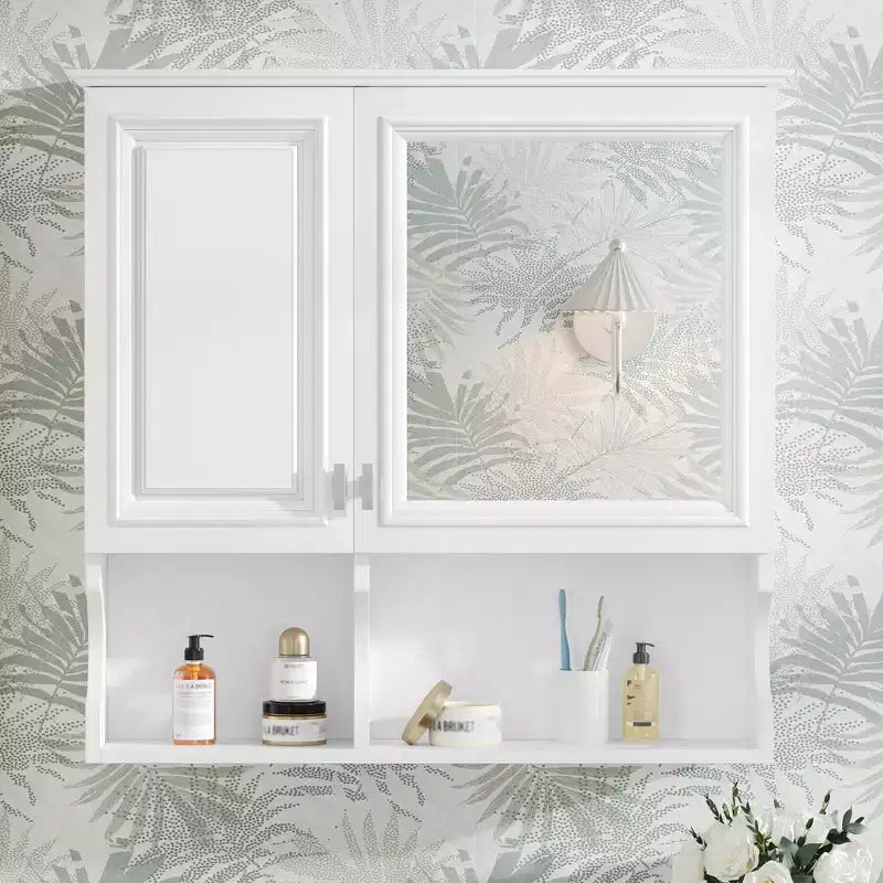 Meuble haut de salle de bain CASAINC 30'' avec miroir, étagères ouvertes, portes et étagère réglable