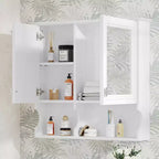 Meuble haut de salle de bain CASAINC 30'' avec miroir, étagères ouvertes, portes et étagère réglable