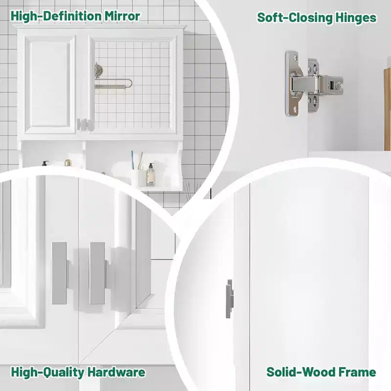 Meuble haut de salle de bain CASAINC 30'' avec miroir, étagères ouvertes, portes et étagère réglable