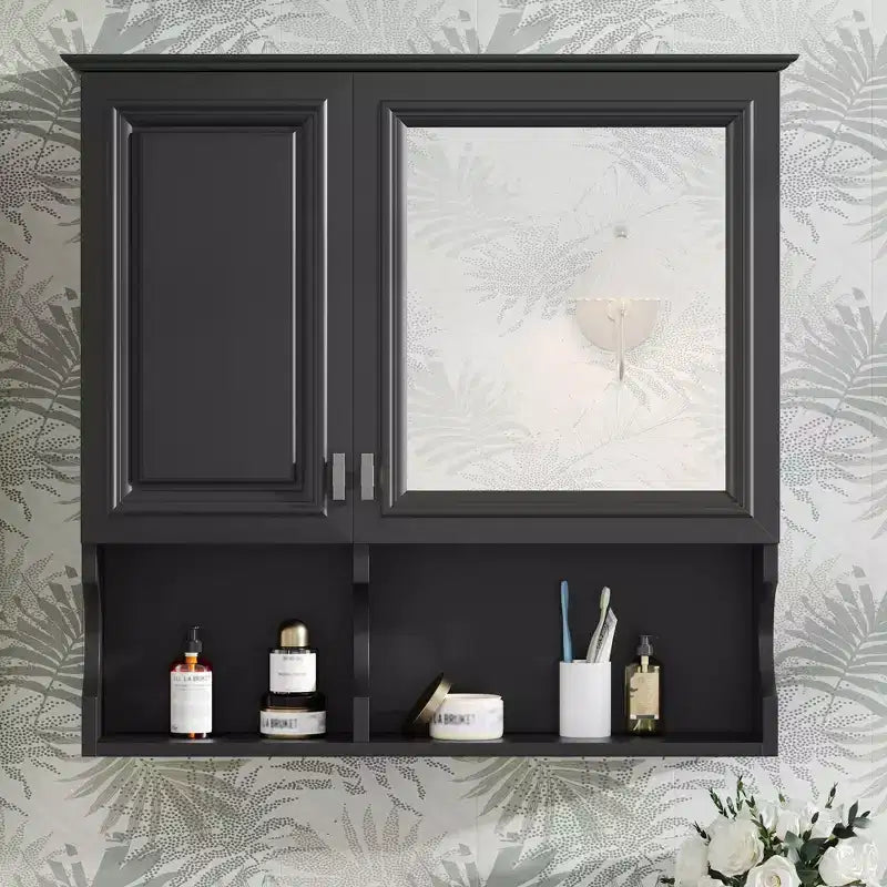 Meuble haut de salle de bain CASAINC 30'' avec miroir, étagères ouvertes, portes et étagère réglable