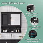 Meuble haut de salle de bain CASAINC 30'' avec miroir, étagères ouvertes, portes et étagère réglable