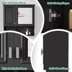 Meuble haut de salle de bain CASAINC 30'' avec miroir, étagères ouvertes, portes et étagère réglable