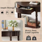 GDFStudio Malory Table console demi-lune de ferme 39 po avec tiroir et étagère