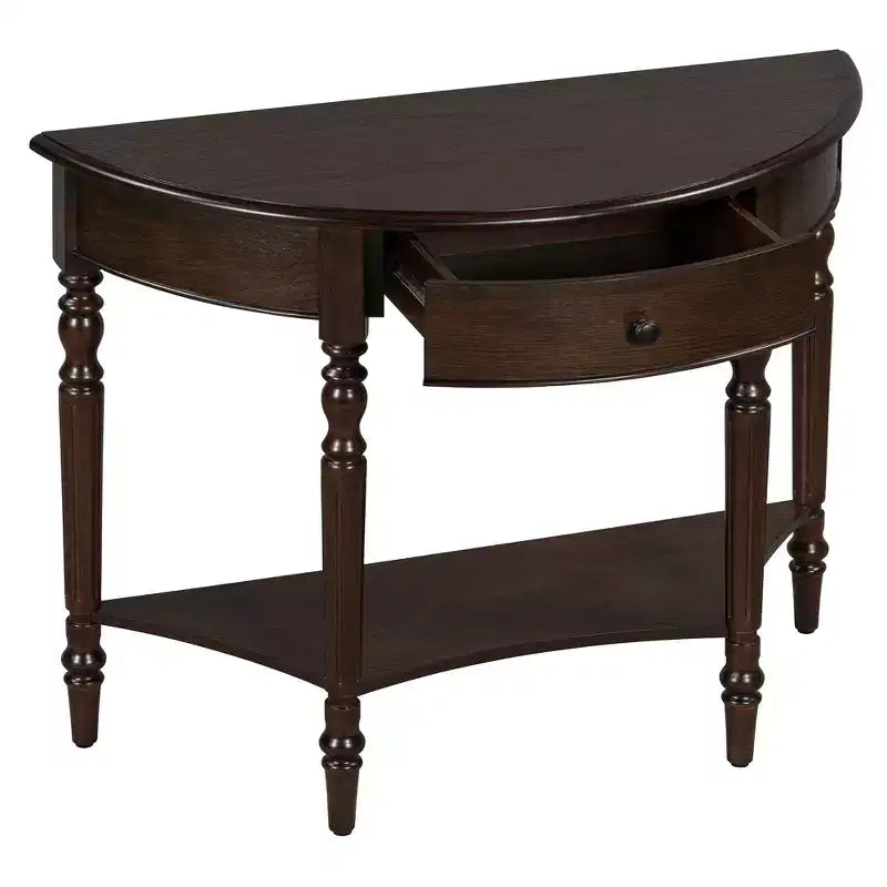 GDFStudio Malory Table console demi-lune de ferme 39 po avec tiroir et étagère