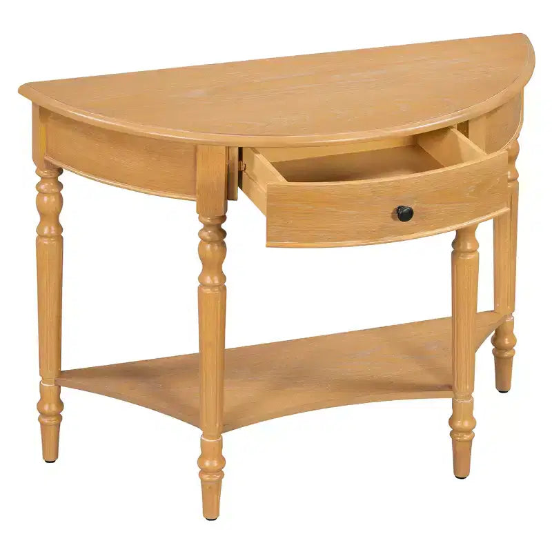 GDFStudio Malory Table console demi-lune de ferme 39 po avec tiroir et étagère