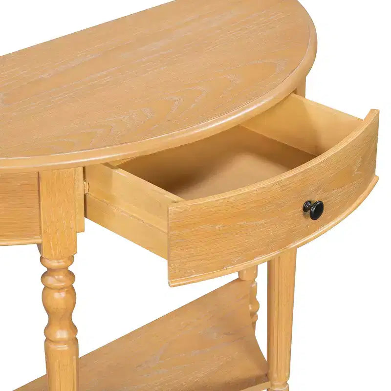 GDFStudio Malory Table console demi-lune de ferme 39 po avec tiroir et étagère