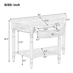 GDFStudio Malory Table console demi-lune de ferme 39 po avec tiroir et étagère