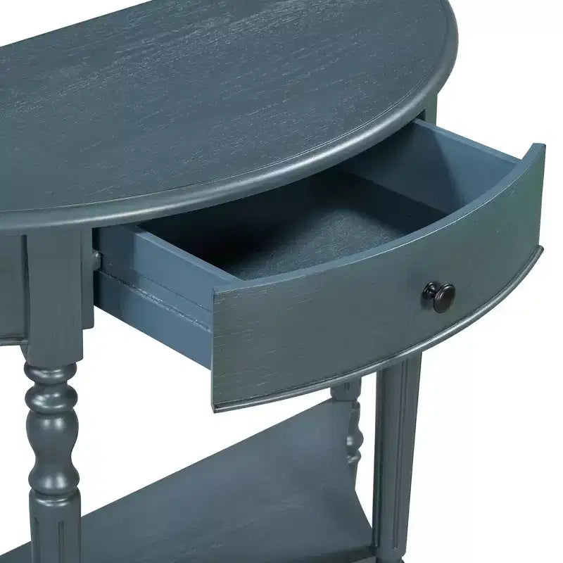 GDFStudio Malory Table console demi-lune de ferme 39 po avec tiroir et étagère