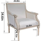 Fauteuil d'appoint français, cadre en bois traditionnel, revêtement en lin, finition vieillie, à l'unité