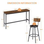 Ensemble de salle à manger industriel 4 pièces avec 3 tabourets de comptoir rembourrés, table de bar de cuisine ou de maison peu encombrante - Panipeachy