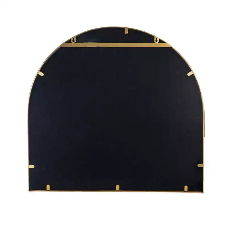 Miroir Mural Décoratif Arqué 33 x 31 Pouces avec Cadre en Fer Doré