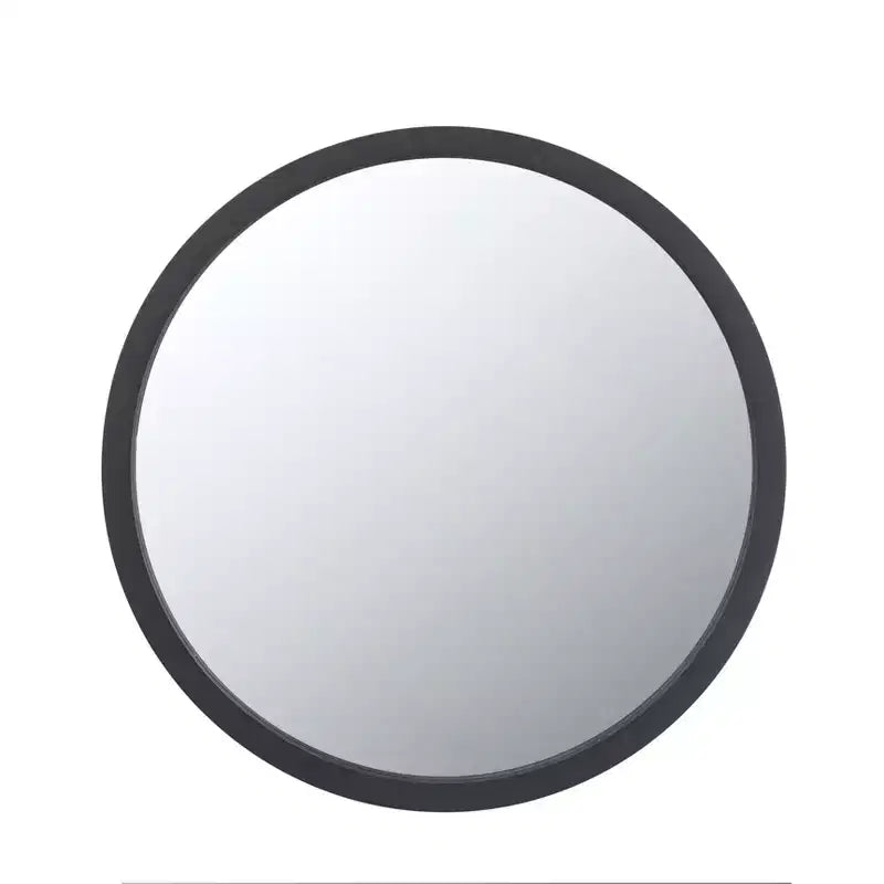 Miroir mural rond de 50 x 50 cm avec cadre en bois noir
