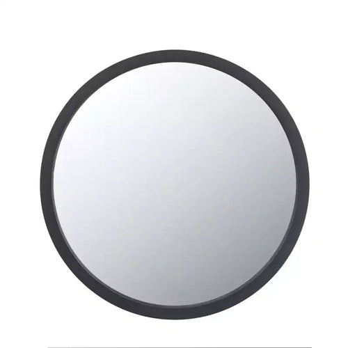 Miroir mural rond de 50 x 50 cm avec cadre en bois noir