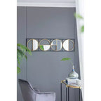 47.2 Inch Beaded Black Metal Wall Mirror