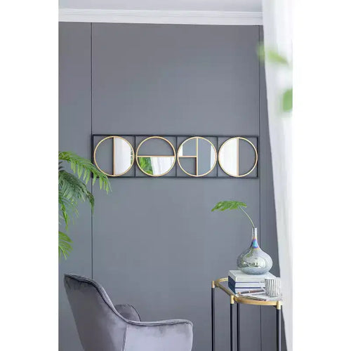 47.2 Inch Beaded Black Metal Wall Mirror
