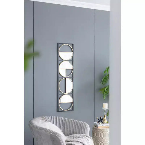 Miroir mural en métal noir perlé de 120 cm