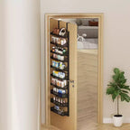 Black Carbon Steel Multi-Layer Adjustable Over-the-Door Hanging Rack - For Kitchen Condiment & Bathroom Storage