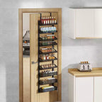 Étagère de rangement multi-niveaux réglable en acier au carbone noir à suspendre sur la porte – Pour les condiments de cuisine et les articles de salle de bain