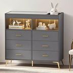 Acekool Commode à Langer avec Tiroirs Pieds en Métal Meuble de Rangement pour Chambre de Bébé