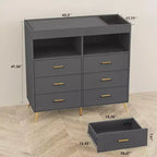 Acekool Commode à Langer avec Tiroirs Pieds en Métal Meuble de Rangement pour Chambre de Bébé