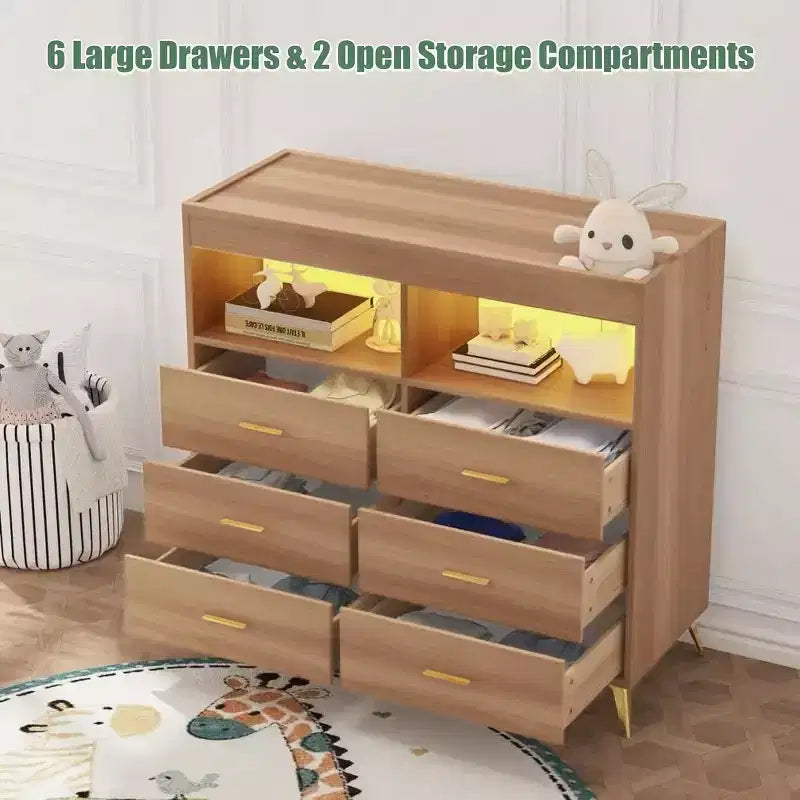 Acekool Commode à Langer avec Tiroirs Pieds en Métal Meuble de Rangement pour Chambre de Bébé
