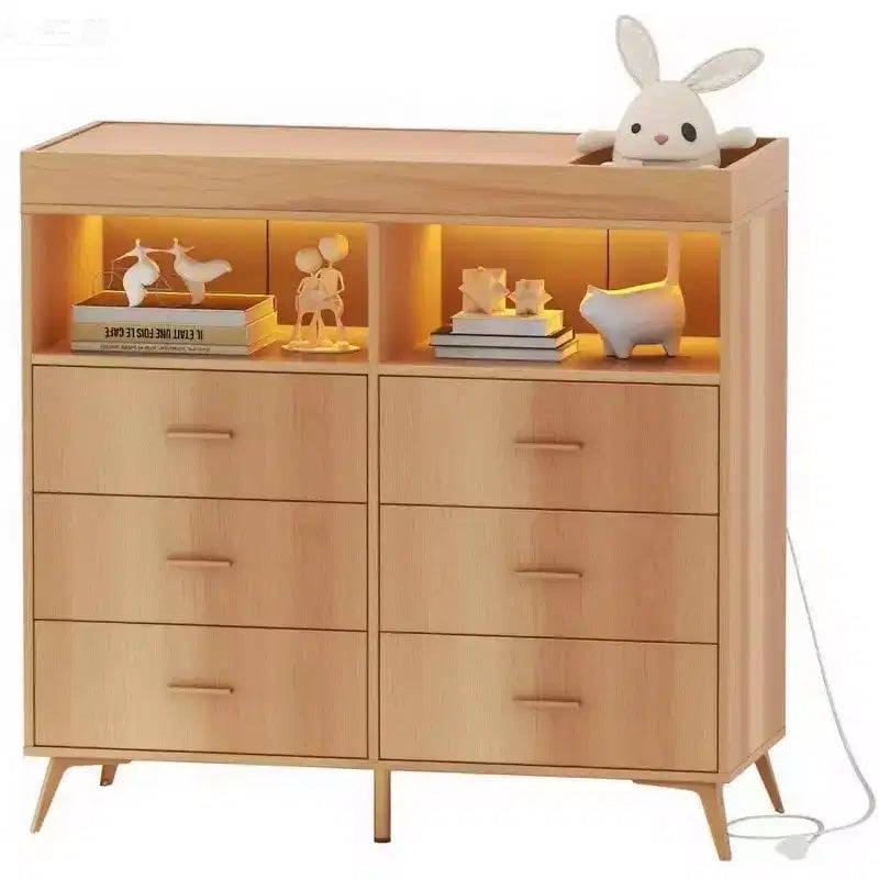 Acekool Commode à Langer avec Tiroirs Pieds en Métal Meuble de Rangement pour Chambre de Bébé