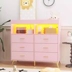 Acekool Commode à Langer avec Tiroirs Pieds en Métal Meuble de Rangement pour Chambre de Bébé