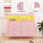 Acekool Commode à Langer avec Tiroirs Pieds en Métal Meuble de Rangement pour Chambre de Bébé