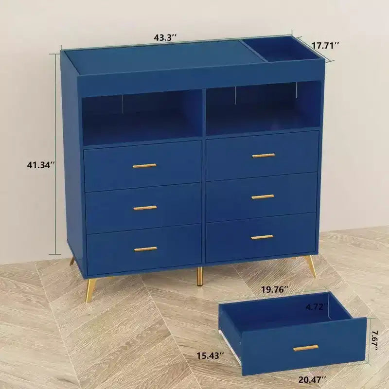 Acekool Commode à Langer avec Tiroirs Pieds en Métal Meuble de Rangement pour Chambre de Bébé