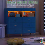 Acekool Commode à Langer avec Tiroirs Pieds en Métal Meuble de Rangement pour Chambre de Bébé