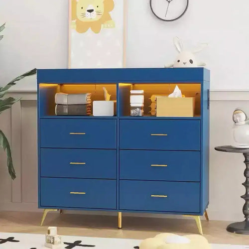 Acekool Changing Table Dresser with Drawers Metal Legs Nursery Organizer for Baby Room