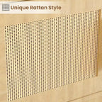 Bibliothèque Acekool à 5 niveaux avec portes en rotin, étagères réglables, armoire de rangement en bois style bohème pour salon ou chambre à coucher