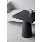 Table d'appoint carrée noire avec base piédestal 20x20x24