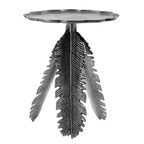 Leaf Design Side Table Silver Antique Finish 16.9x16.9x19.7