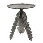 Table d'appoint motif feuille finition argent antique 42,9x42,9x50 cm