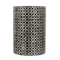 Black Round Capiz Accent Stool Garden Side Table D14x20