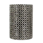Black Round Capiz Accent Stool Garden Side Table D14x20