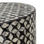 Tabouret d'appoint rond en Capiz noir D14x20